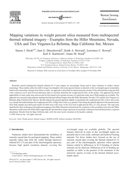 Mapping Variations in Weight Percent Silica Measured from Multispectral