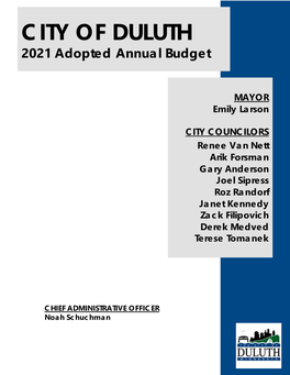 CITY of DULUTH 2021 Adopted Annual Budget