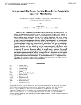 Low-Power, Chip-Scale, Carbon Dioxide Gas Sensors for Spacesuit Monitoring