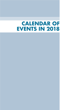 Calendar of Events in 2018