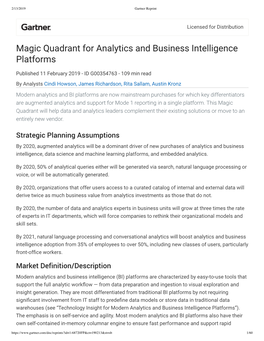 Magic Quadrant for Analytics and Business Intelligence Platforms