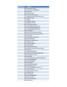 Approved Vendor List