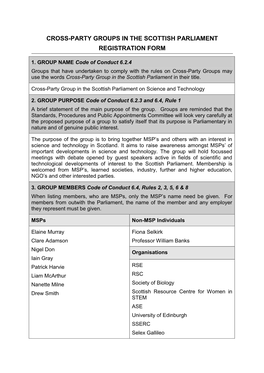 Cross-Party Groups in the Scottish Parliament Registration Form