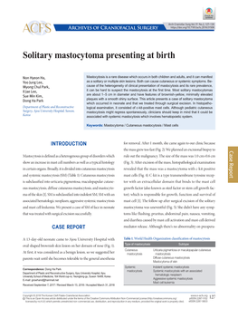 Solitary Mastocytoma Presenting at Birth