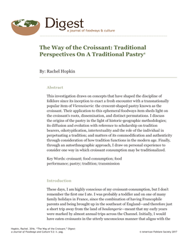 The Way of the Croissant: Traditional Perspectives on a Traditional Pastry1