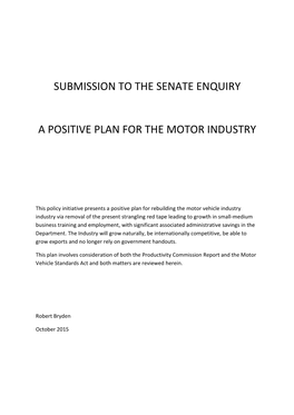 Submission to the Senate Enquiry a Positive Plan For