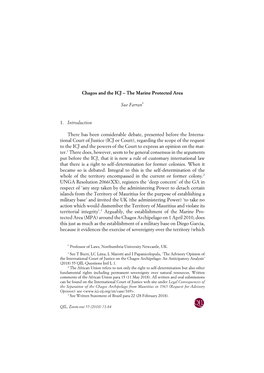 Chagos and the ICJ – the Marine Protected Area