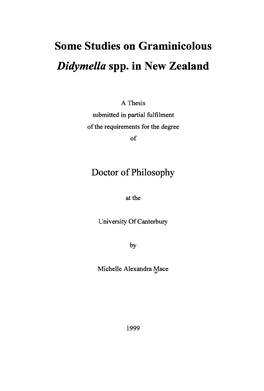 Some Studies on Graminicolous Didymella Spp. in New Zealand