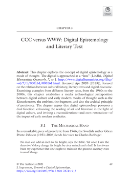 CCC Versus WWW: Digital Epistemology and Literary Text