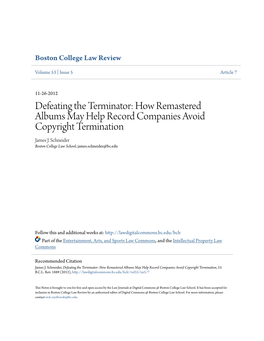 How Remastered Albums May Help Record Companies Avoid Copyright Termination James J