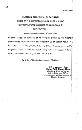 Election Commission of Pakistan Office of The