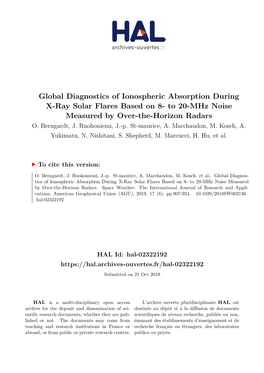 Global Diagnostics of Ionospheric Absorption During X-Ray Solar Flares Based on 8- to 20-Mhz Noise Measured by Over-The-Horizon Radars O