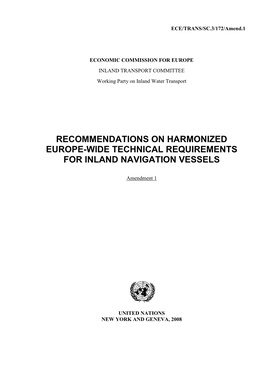Recommendations on Harmonized Europe-Wide Technical Requirements for Inland Navigation Vessels