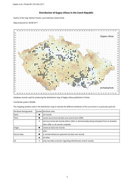 1 Distribution of Gagea Villosa in the Czech Republic