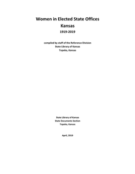 Women in Elected State Offices Kansas 1919-2019