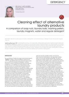 Cleaning Effect of Alternative Laundry Products a Comparison of Soap Nuts, Laundry Balls, Washing Pellets, Laundry Magnets, Water and Regular Detergent