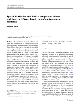 Spatial Distribution and Floristic Composition of Trees and Lianas in Different Forest Types of an Amazonian Rainforest