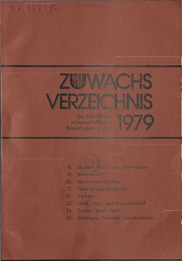 Zuwachsverzeichnis Öffentlicher Wissenschaftlicher