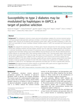 Susceptibility to Type 2 Diabetes May Be Modulated by Haplotypes in G6PC2,A Target of Positive Selection Nasser M