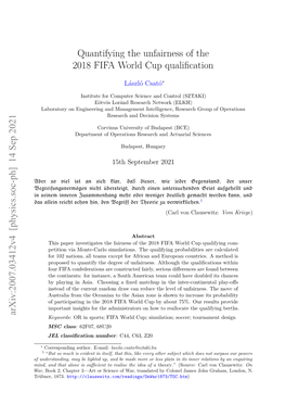 Quantifying the Unfairness of the 2018 FIFA World Cup Qualification Arxiv