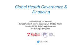 Global Health Governance & Financing