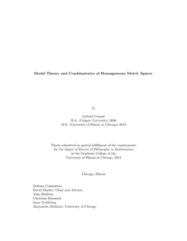 Model Theory and Combinatorics of Homogeneous Metric Spaces