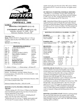 Hofstra Football, 2006