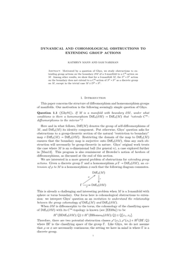 Dynamical and Cohomological Obstructions to Extending Group Actions