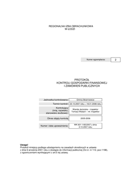 Protokół Kontroli Gospodarki Finansowej I Zamówień Publicznych