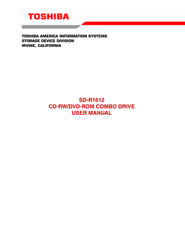 Sd-R1612 Cd-Rw/Dvd-Rom Combo Drive User Manual