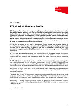 ETL GLOBAL Network Profile