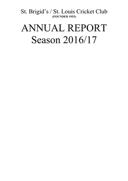 ANNUAL REPORT Season 2016/17 ST