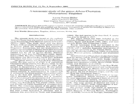 A Taxonomic Study of the Genus Atheas Champion (Heteroptera: Tingidae)