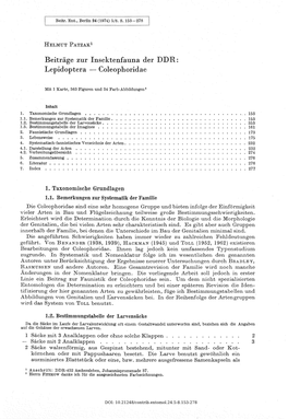 1.1. Bemerkungen Zur Systematik Der Familie 1.2. Bestimm Ungstakelle