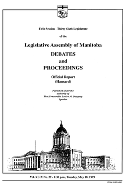 Legislative Assembly of Manitoba DEBATES and PROCEEDINGS