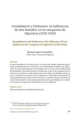 Guadalmesí Y Palmones: La Influencia De Dos Batallas En La Conquista De Algeciras (1342-1343)