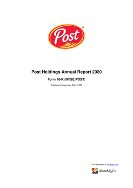 Post Holdings Annual Report 2020