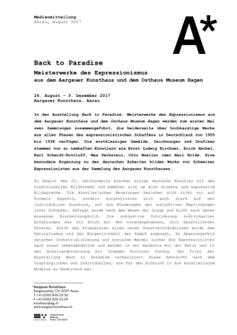 Paradise Meisterwerke Des Expressionismus Aus Dem Aargauer Kunsthaus Und Dem Osthaus Museum Hagen