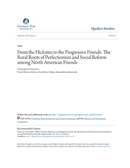 From the Hicksites to the Progressive Friends