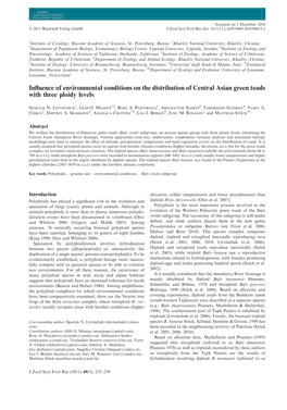 Influence of Environmental Conditions on the Distribution of Central Asian