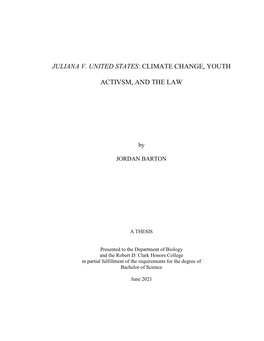 Juliana V. United States: Climate Change, Youth