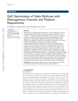 Qoe Optimization of Video Multicast with Heterogeneous Channels and Playback Requirements