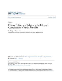 History, Politics, and Religion in the Life and Compositions of Sahba