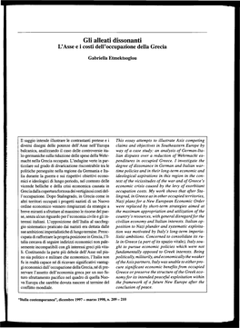 Gli Alleati Dissonanti L’Asse E I Costi Dell’Occupazione Della Grecia