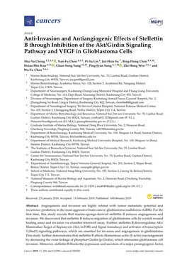 Anti-Invasion and Antiangiogenic Effects of Stellettin B Through Inhibition of the Akt/Girdin Signaling Pathway and VEGF in Glioblastoma Cells