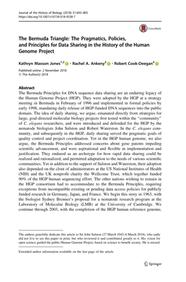 The Bermuda Triangle: the Pragmatics, Policies, and Principles for Data Sharing in the History of the Human Genome Project