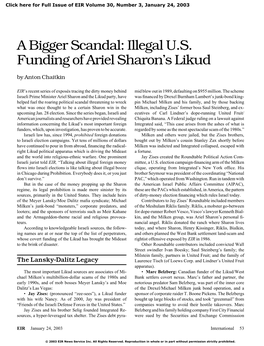A Bigger Scandal: Illegal U.S. Funding of Ariel Sharon's Likud