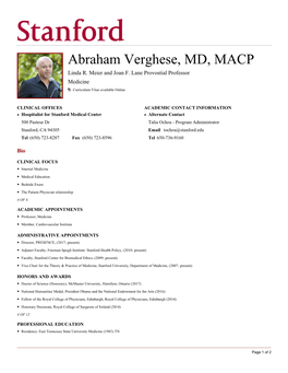 Abraham Verghese, MD, MACP Linda R