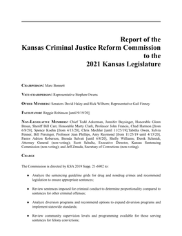 Report of the Kansas Criminal Justice Reform Commission to the 2021 Legislature