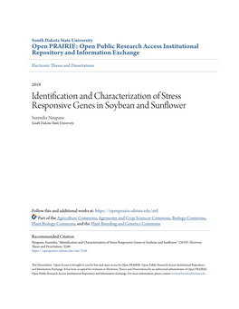 Identification and Characterization of Stress Responsive Genes in Soybean and Sunflower Surendra Neupane South Dakota State University